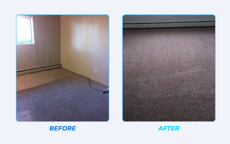 Heavily soiled residential carpet in Edmonton before professional deep steam cleaning