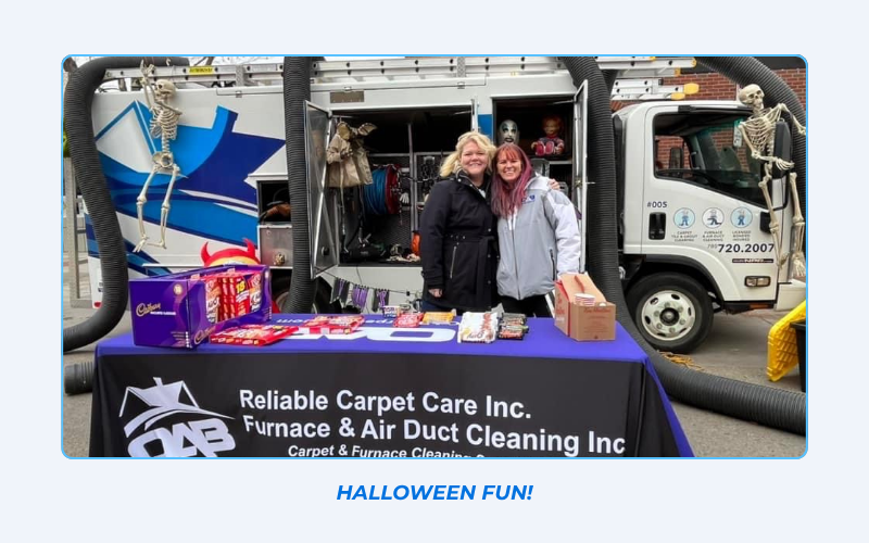 OAB Reliable Carpet Care staff and community members at a local Edmonton Halloween festivity