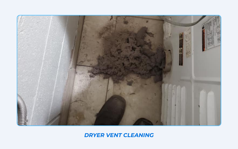 Extracted lint and debris from a clogged dryer vent before cleaning in Edmonton