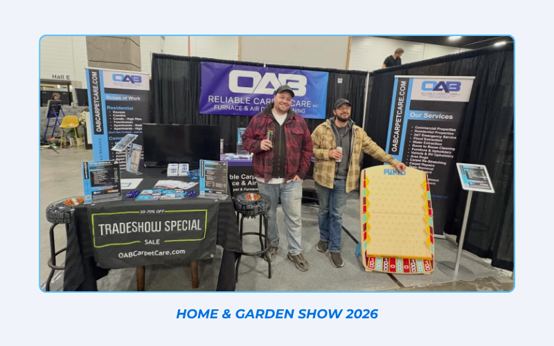 OAB Reliable Carpet Care professional home and garden tradeshow booth in Edmonton